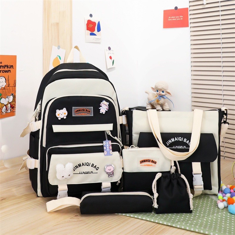 Combo 4 món balo phối màu JINMAI phong cách Hàn Quốc