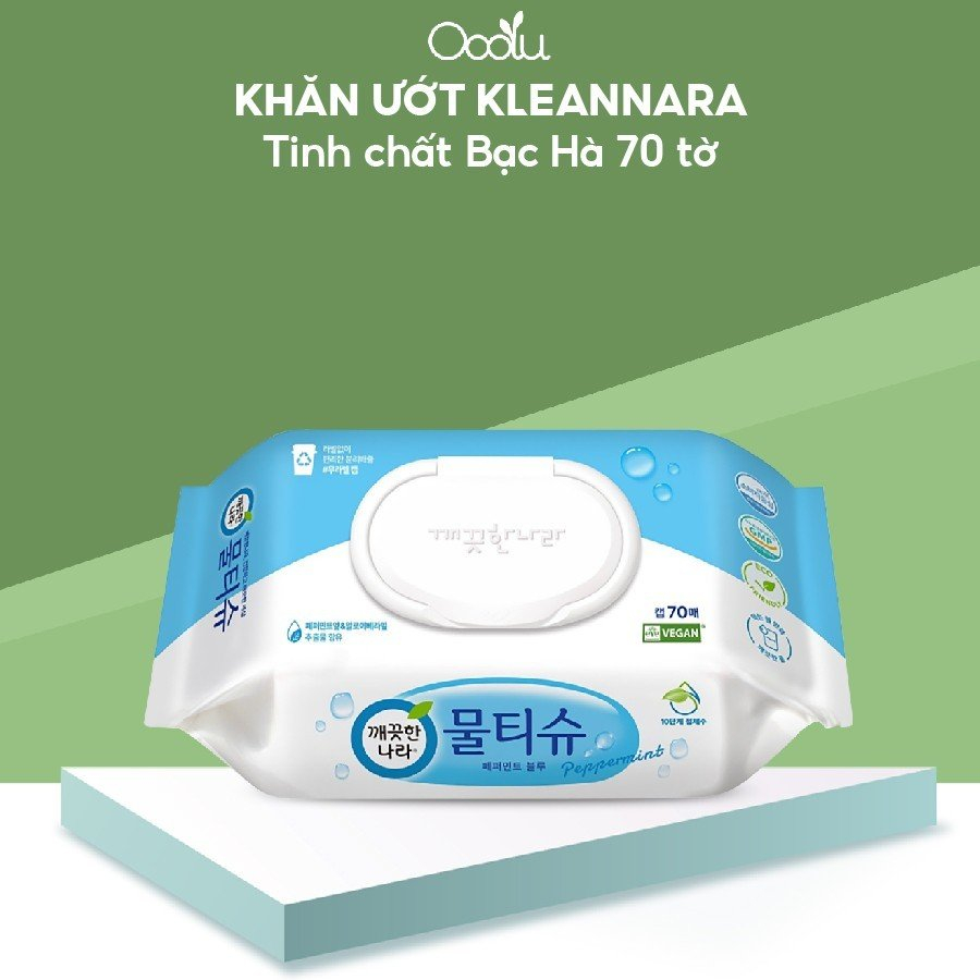 Khăn ướt đa năng Kleannara tinh chất bạc hà 70 tờ/30 tờ