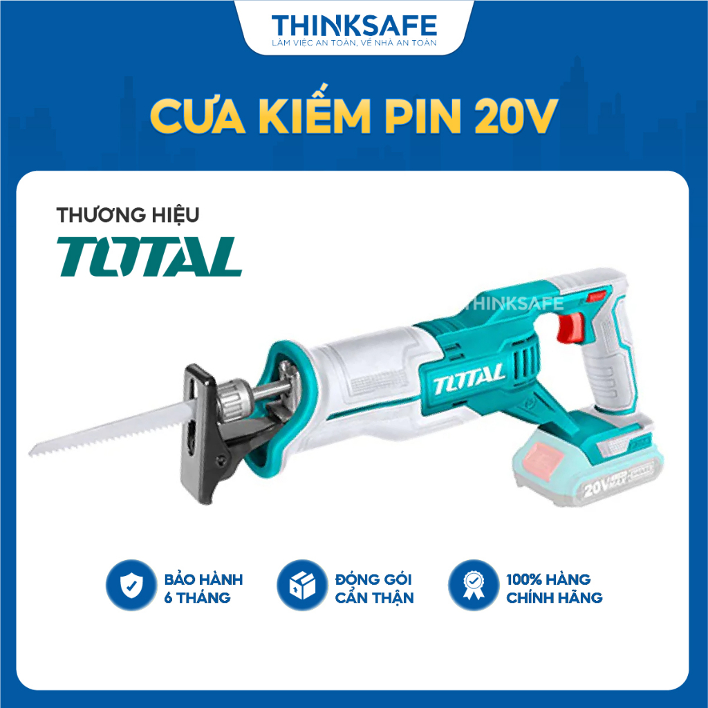 Máy cưa kiếm Total TRSLI1152 cưa pin 20V, tốc độ 2800 rpm, chuyên dùng để cưa gỗ, cưa sắt Máy cắt gỗ cầm tay - Thinksafe