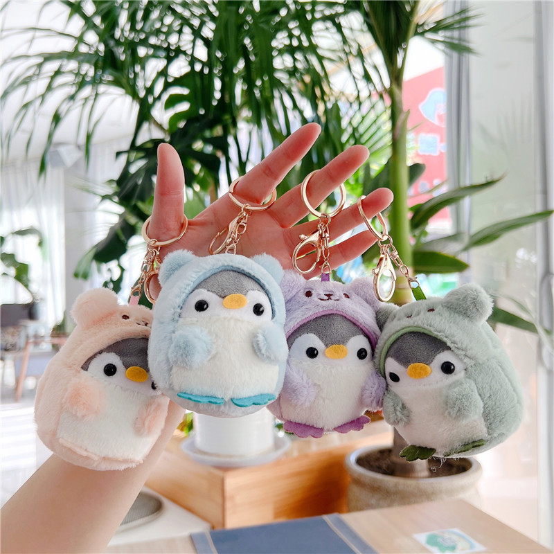 Móc Khóa gấu bông chim cánh cụt siêu đáng yêu, Móc khóa đôi cute móc treo balo túi xách