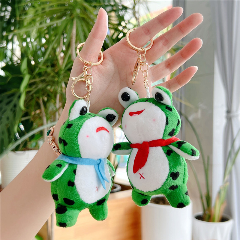 Móc khóa cute thú nhồi bông ếch xanh hottend, móc khóa treo balo túi xách dễ thương
