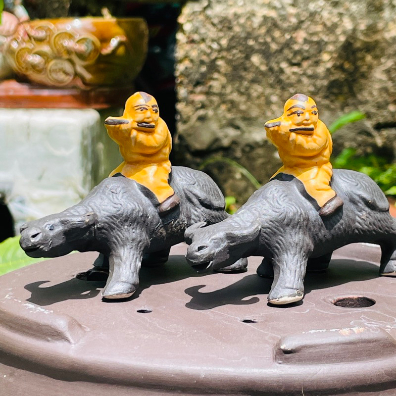 Tượng gốm bé chăn trâu mini, làm tiểu cảnh mô hình non bộ chậu cây