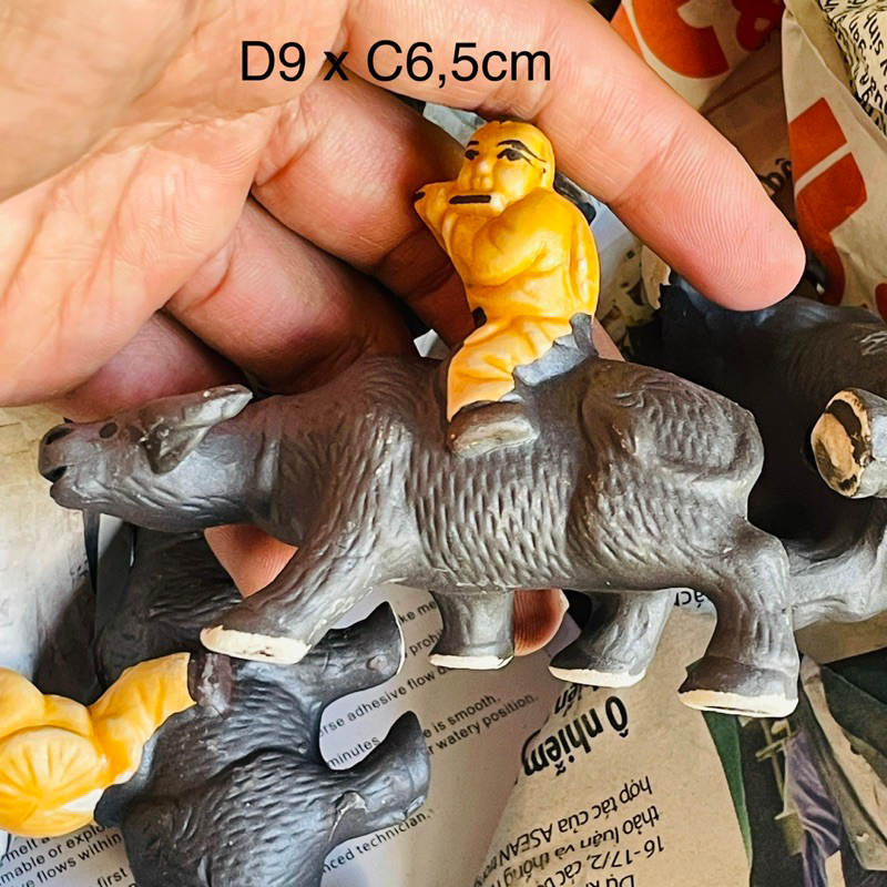 Tượng gốm bé chăn trâu mini, làm tiểu cảnh mô hình non bộ chậu cây