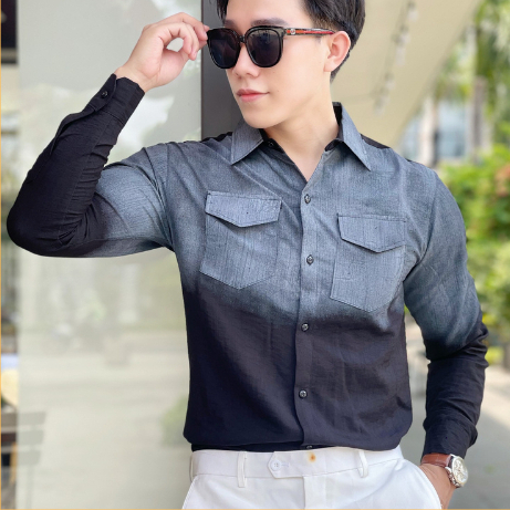 Áo sơ mi nam chất đũi hàn loang màu tay ngắn đẹp nhiều màu cao cấp, chất vải đũi chuẩn phom trẻ trung năng động