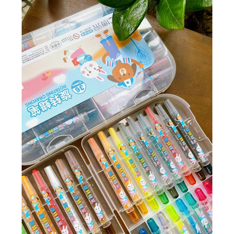 Sáp màu dạng vặn hộp nhựa 601 - 12/18/24 màu