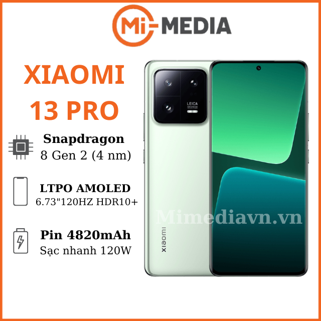 Điện thoại xiaomi 13pro Snapdragon 8 Gen 2 Sạc Nhanh 120w Mimedia