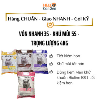 Cát vệ sinh cho mèo Cát Oscar Cát Min 8L, cát Nhật Đen 9L thấm hút, khử mùi, thơm dịu