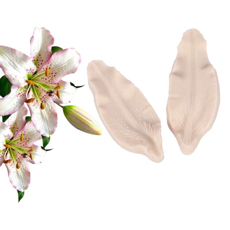 Khuôn silicon nhấn tạo hình cánh hoa ly cho hoa đất sét Nhật Bản, bánh kem