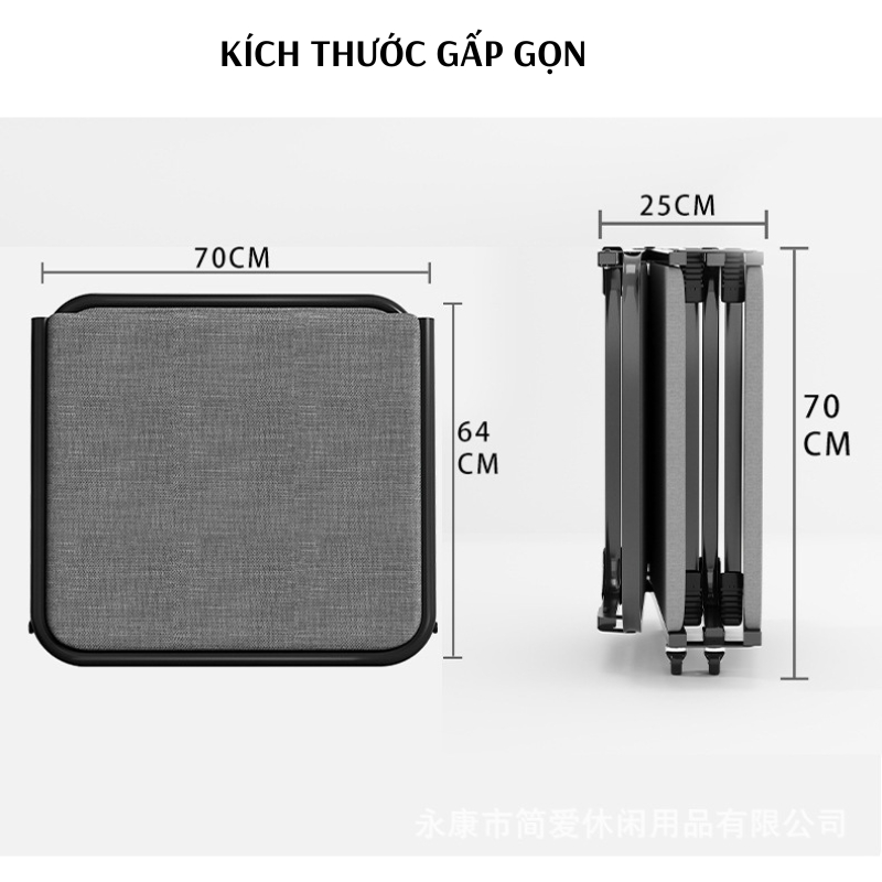 Giường xếp gọn thư giãn văn phòng GEPA - Khung thép, vải lưới Oxford, tải trọng 450kg
