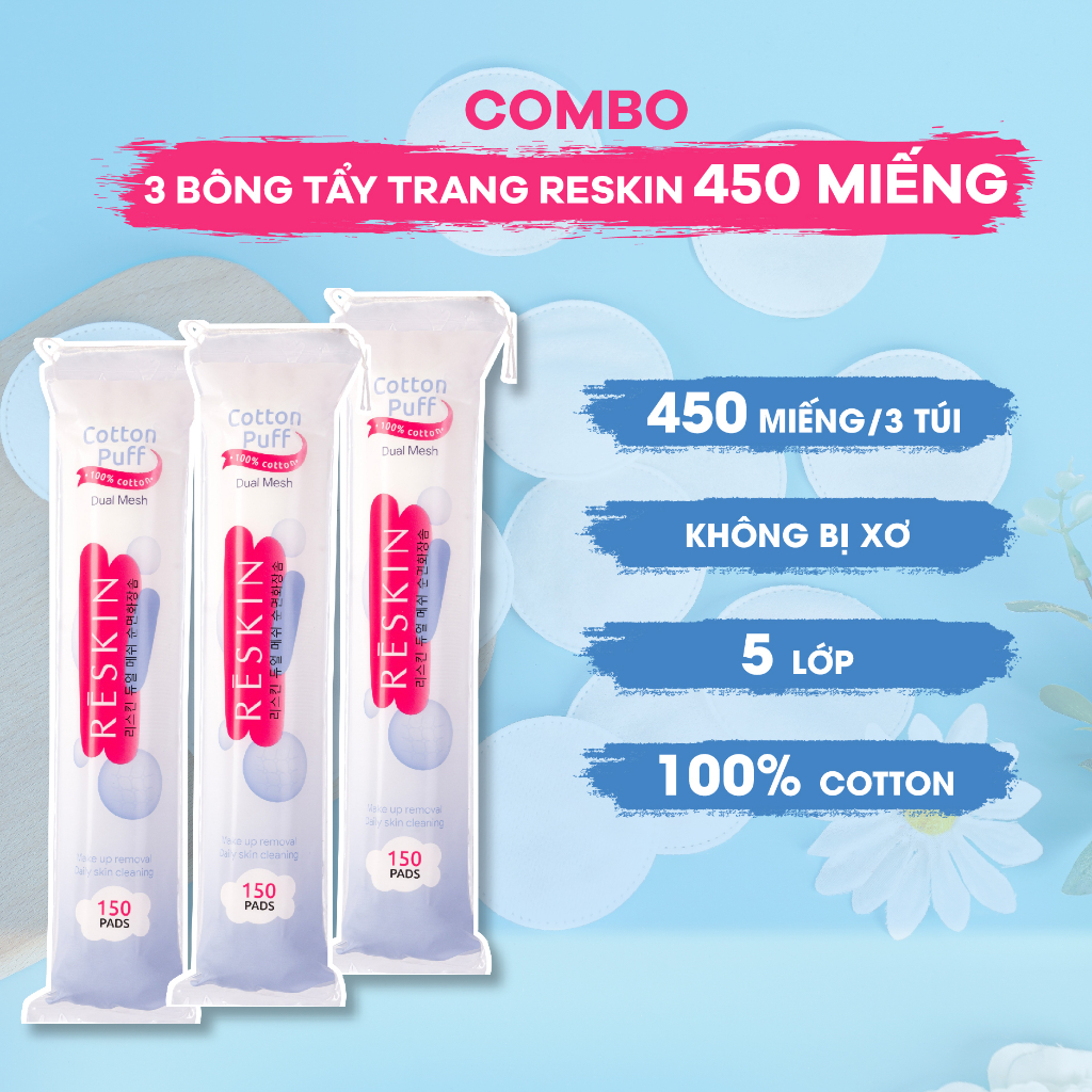 Bông tẩy trang Reskin 5 lớp đa năng 2 in 1 tròn