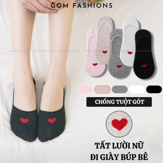 Set 5 đôi vớ ngắn dưới mắt cá mang giày lười nữ GOMTAT, họa tiết trái tim, chất liệu cotton êm chân - LUOITRAITIM