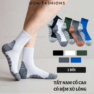 Vớ cổ cao nam thể thao GOMTAT có lớp đệm xù lông êm chân, chất liệu mềm mại, giữ ấm  -PO-TATXU-3011-1DOI