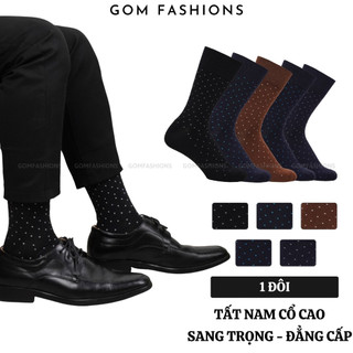 Vớ cổ cao nam đi giày tây GOMTAT hoạ tiết chấm bi, chất liệu cotton cao cấp, hút ẩm thoáng khí  -GOM-CHAMBI-1DOI