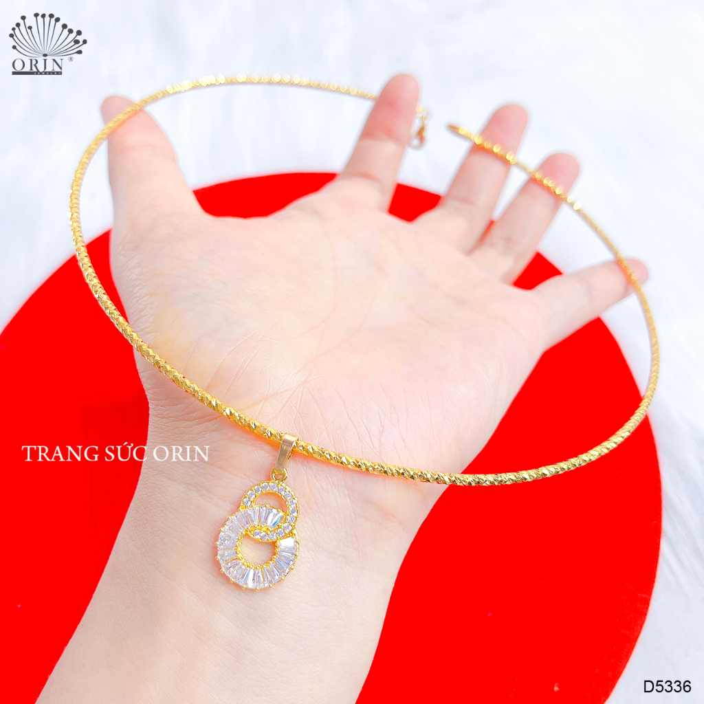 Kiềng cổ nhuyễn mặt 2 viền tròn cao cấp Orin D5336