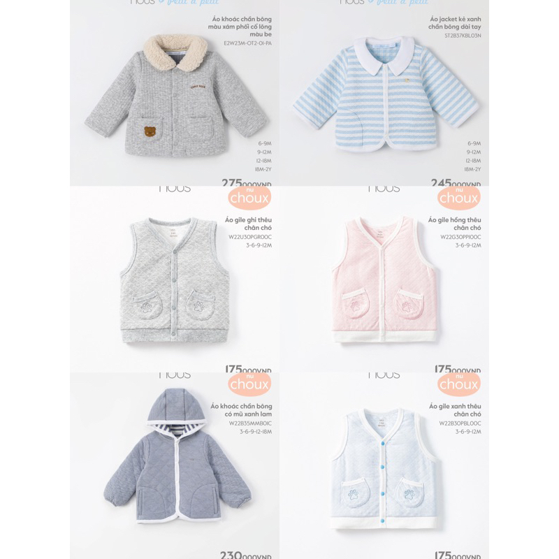 Áo Gile Cho Bé trai Bé Gái Đến 3 Tuổi