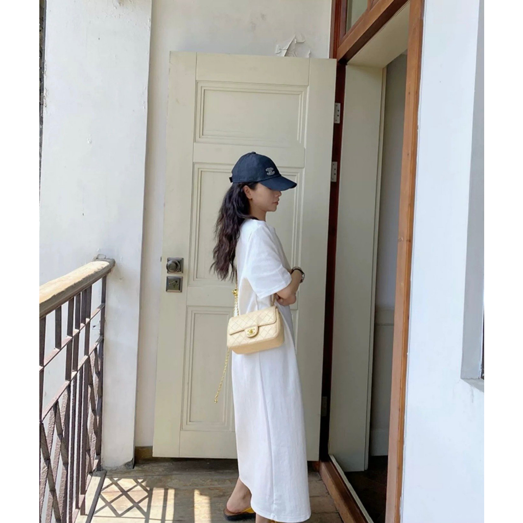 Váy nữ đầm mặc nhà trơn màu trắng giá rẻ SL