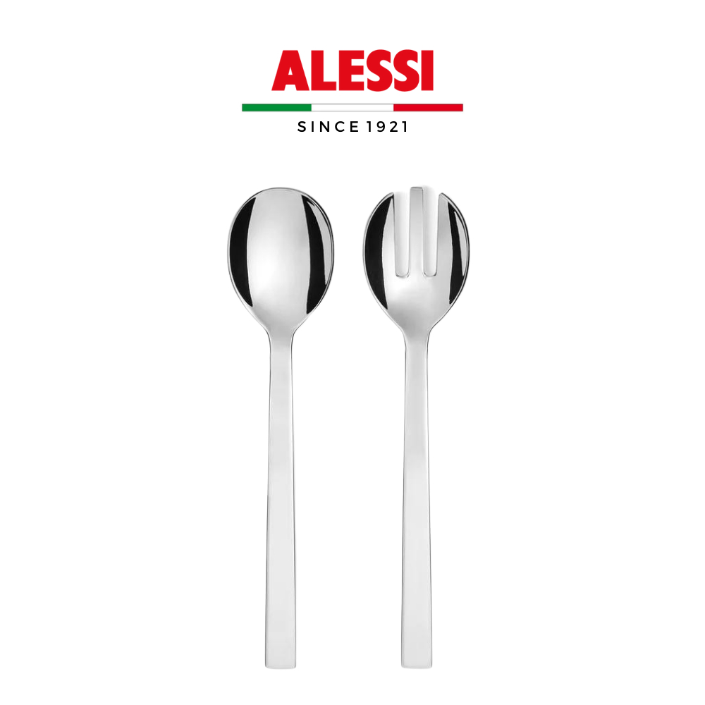 Bộ thìa dĩa trộn salad chuyên dụng 30cm bằng thép không gỉ ALESSI - Hàng chính hãng