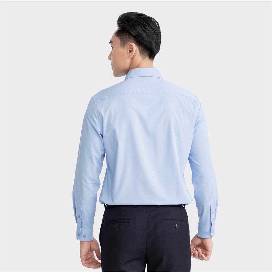 Áo sơ mi nam dài tay ARISTINO Slim Fit ôm nhẹ, màu xanh solid tinh tế, ấn tượng  - ALSR34