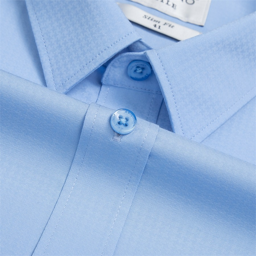 Áo sơ mi nam dài tay ARISTINO Slim Fit ôm nhẹ, màu xanh solid tinh tế, ấn tượng  - ALSR34