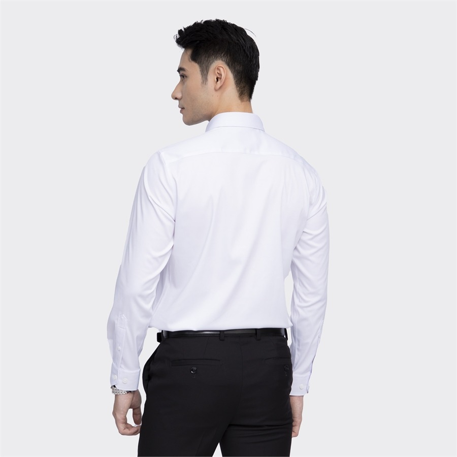 Áo sơ mi nam dài tay ARISTINO phom Regular fit suông nhẹ, màu trắng tinh tế, ấn tượng  - ALSR41