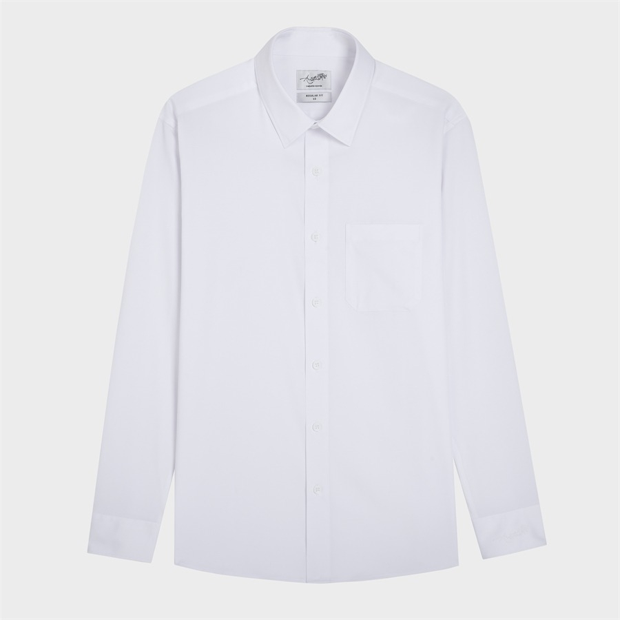 Áo sơ mi nam dài tay ARISTINO phom Regular fit suông nhẹ, màu trắng tinh tế, ấn tượng  - ALSR41