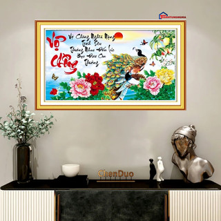 Tranh đính đá vợ chồng công tuyệt đẹp 90cm x 50cm