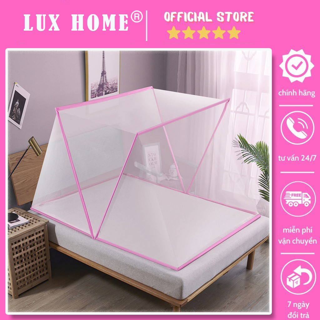 Màn chụp tự bung xếp Mùng thông minh cao cấp cho người lớn chống muỗi gấp gọn không khoan tường