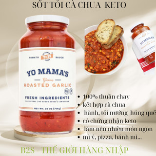 Sốt cà chua hữu cơ Keto Roasted Garlic Tomato Sauce - Yo Mama’s Foods - 708g