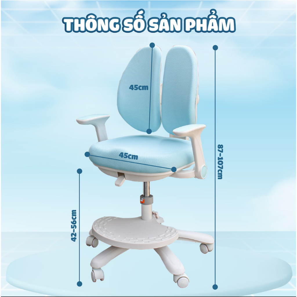 Ghế chống gù cao cấp Sakawin G104 PLUS, Ghế học sinh ngồi đúng tư thế, Logo chính hãng