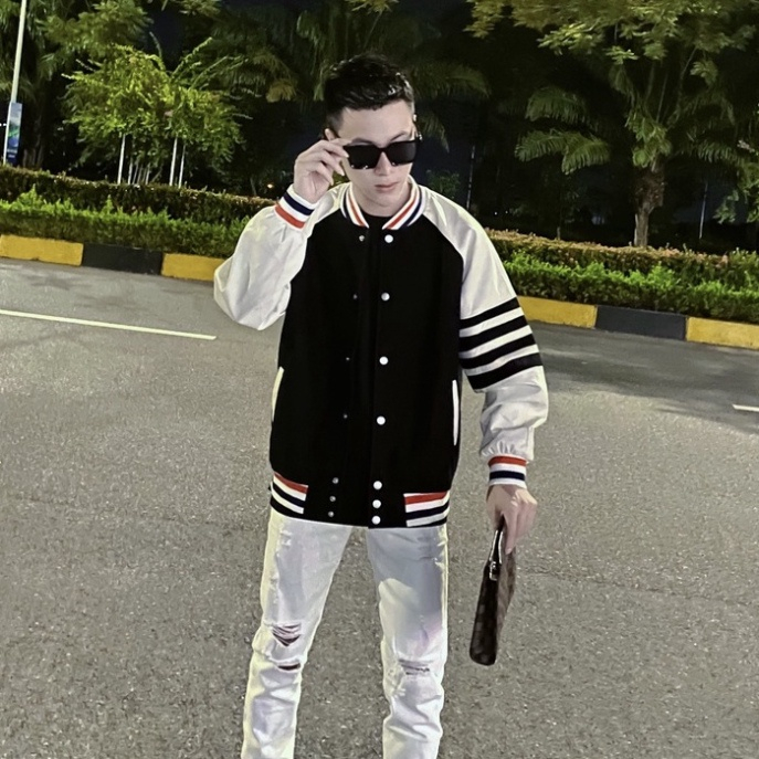 Áo Khoác Thome Bomber Nam Nữ, Viền Sọc, Aó Bomber Thome Fom Dáng Unisex Dầy Dặn Chất liệu  Nỉ cao cấp Siêu Hot 2023