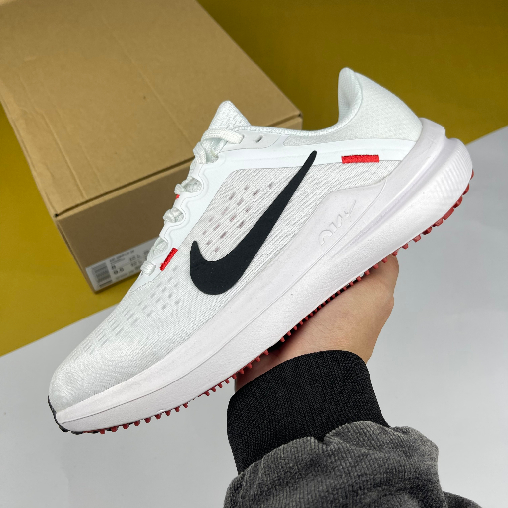 Giày Thể Thao Zoom Winflo 10 White Black Crimson, Zoom Winflo Trắng Móc Đen - Cat.Shoes