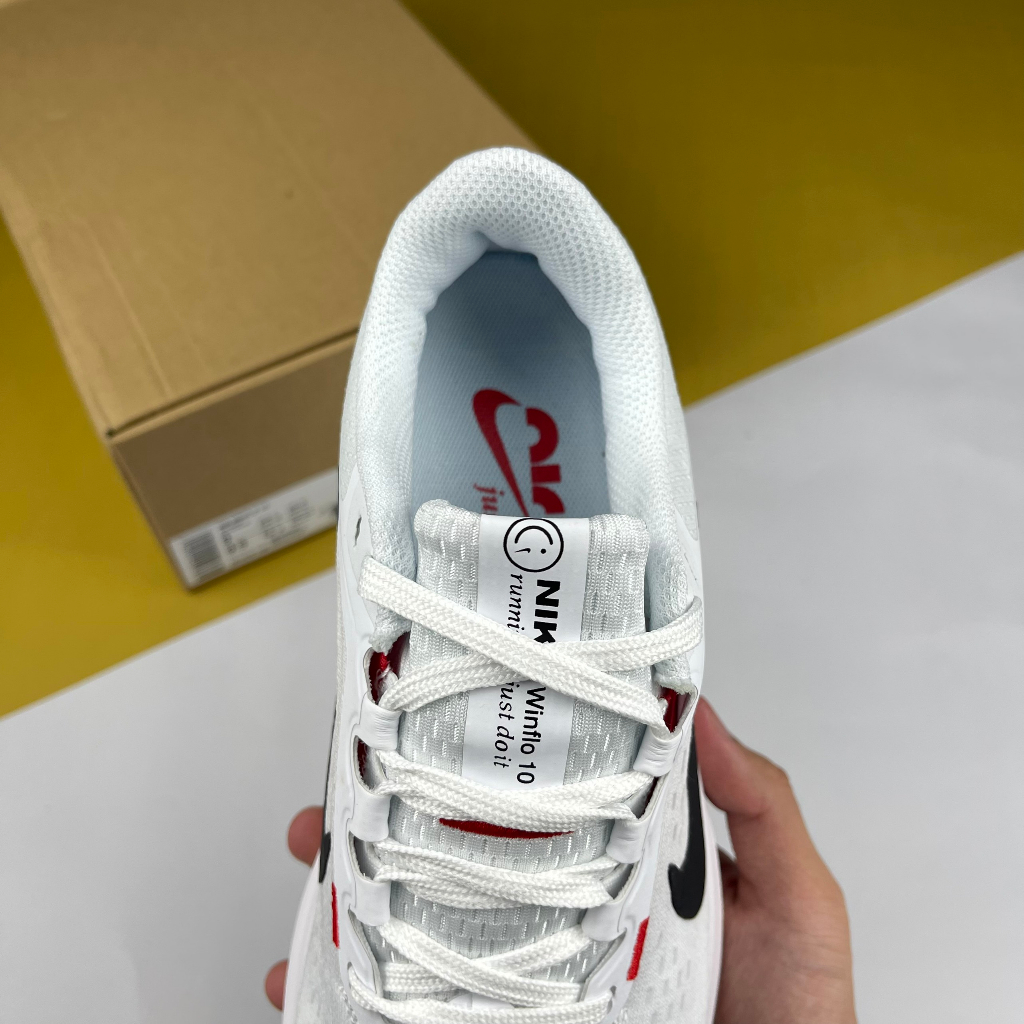 Giày Thể Thao Zoom Winflo 10 White Black Crimson, Zoom Winflo Trắng Móc Đen - Cat.Shoes