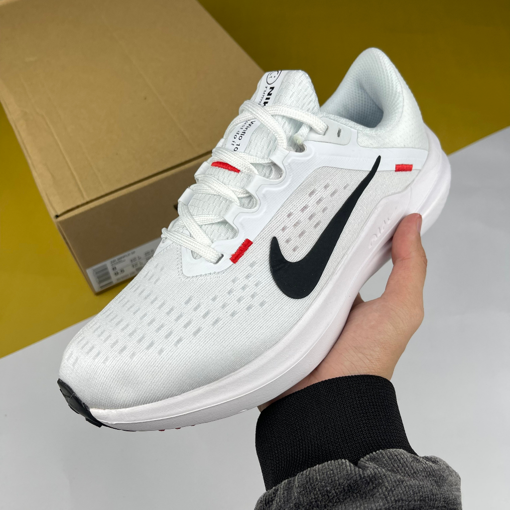 Giày Thể Thao Zoom Winflo 10 White Black Crimson, Zoom Winflo Trắng Móc Đen - Cat.Shoes