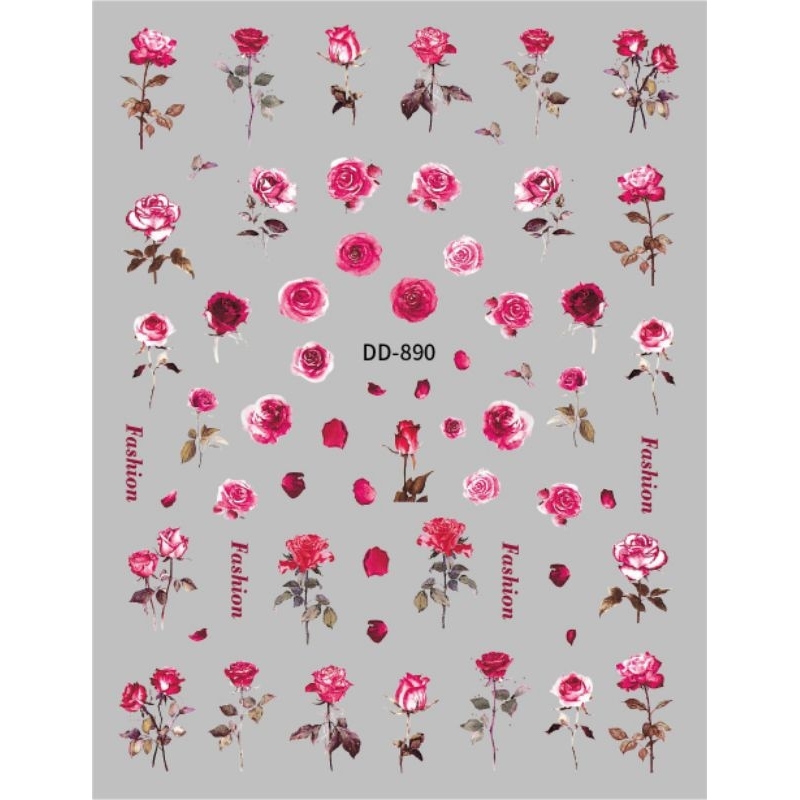 Sticker hoa lụa 3d dán móng/ Sticker hoa hồng 3d dán móng mã DD890