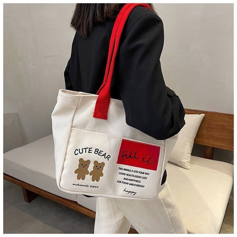 Túi tote nữ vải canvas có khoá kéo