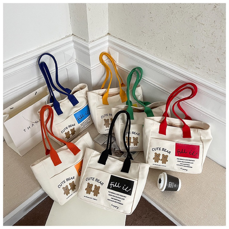 Túi tote nữ vải canvas có khoá kéo