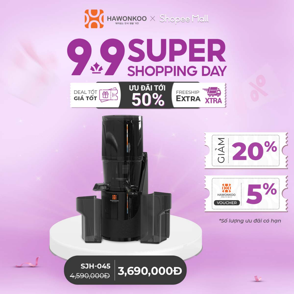 Máy Ép Chậm Hawonkoo SJH-045 220W 450ML Hàng Chính Hãng Bảo Hành 12 Tháng - Thương Hiệu Hàn Quốc