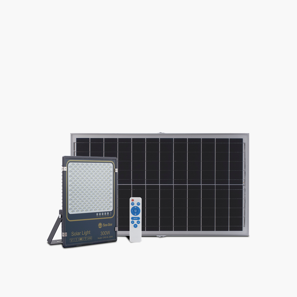 Đèn LED chiếu pha Năng Lượng Mặt Trời RẠNG ĐÔNG CP03.SL, đèn pha NLMT 300w, 200w, bảo hành 2 năm