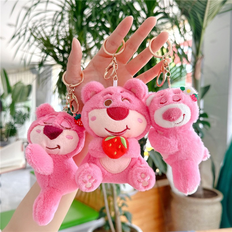Móc Khóa Móc Treo Hình Gấu Dâu Nhồi Bông Siêu Dễ Thương