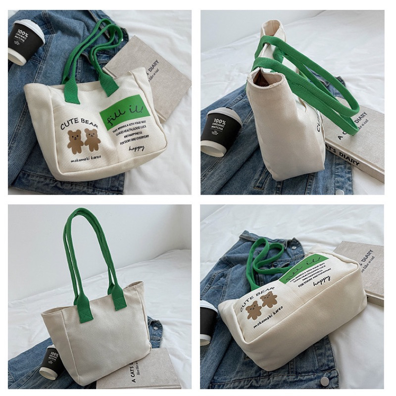 Túi tote nữ vải canvas có khoá kéo