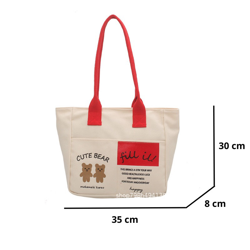 Túi tote nữ vải canvas có khoá kéo