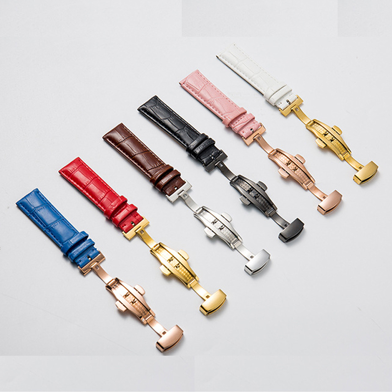 Dây Đồng Hồ Da Bò Khóa Bướm Kèm Hộp Gỗ Size 12mm 14mm 16mm 18mm 20mm 21mm 22mm tặng dụng cụ thay dây và chốt lò xo