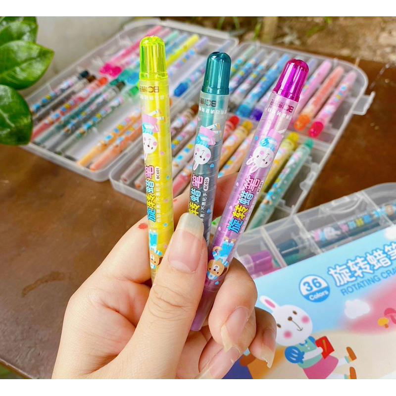 Sáp màu dạng vặn hộp nhựa 601 - 12/18/24 màu