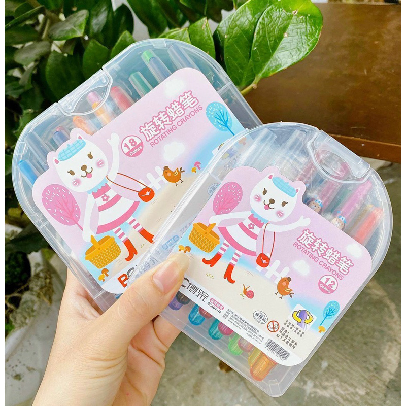 Sáp màu dạng vặn hộp nhựa 601 - 12/18/24 màu