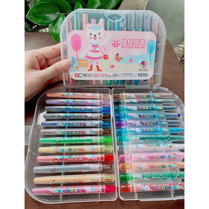 Sáp màu dạng vặn hộp nhựa 601 - 12/18/24 màu