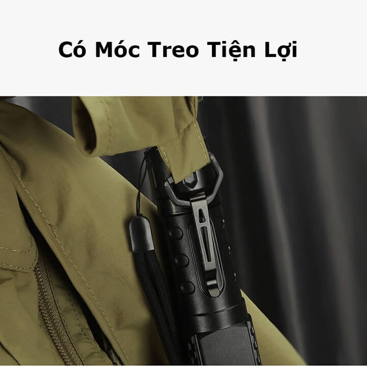 Đèn pin Corisu A76 siêu sáng chiếu xa 300m có Zoom xa gần, chống nước IPX4, pin trâu 7 chế độ sáng.