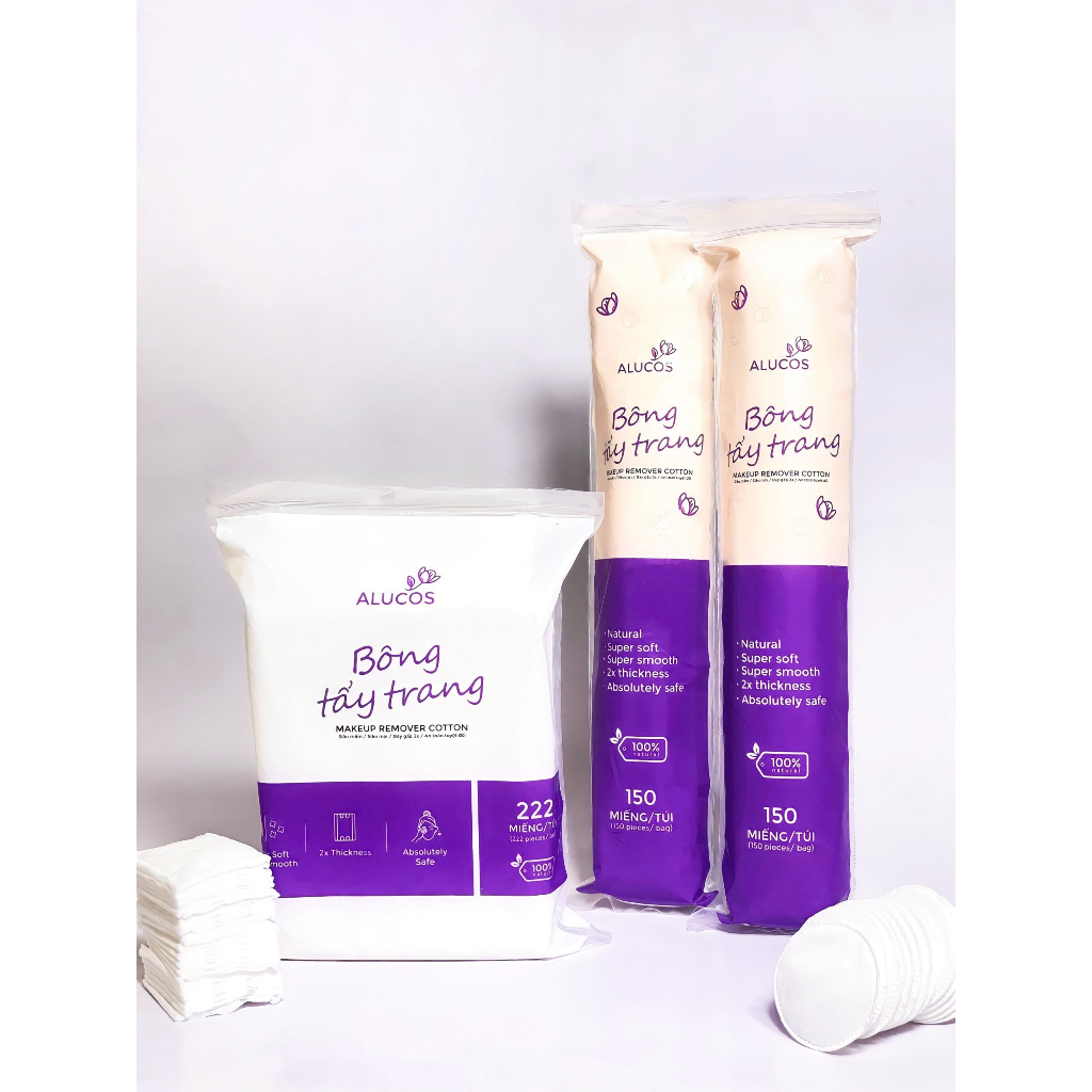 Bông tẩy trang ALUCOS dạng túi tròn 150 miếng , bông mền mịn HAVA SHOP SHOPPPP