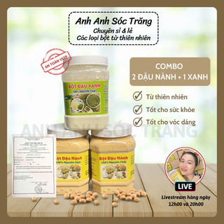 Combo 2 hộp bột đậu nành rang +1 hộp Bột đậu xanh mỗi hộp 500g