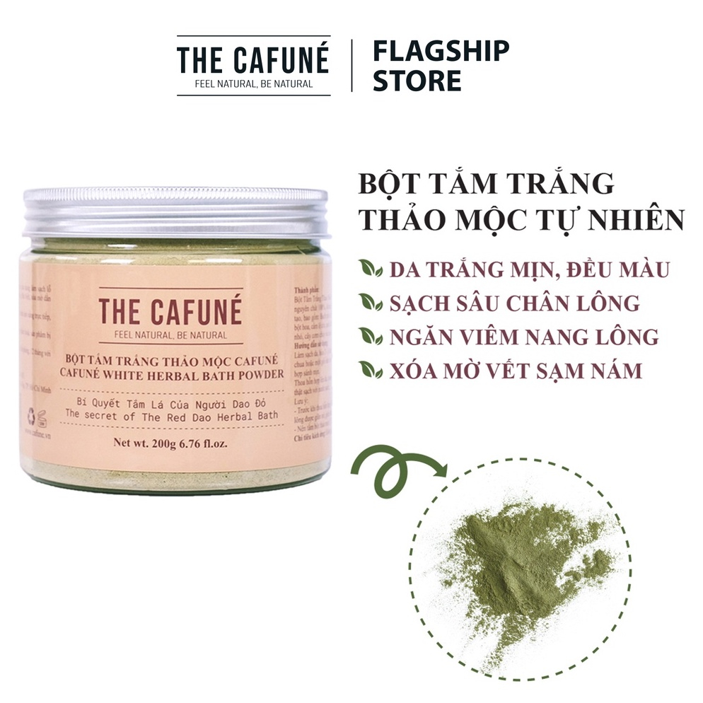 Bột tắm trắng thảo mộc Cafuné - chiết xuất 100% thảo mộc tự nhiên, dưỡng trắng mịn da (200 Gram)