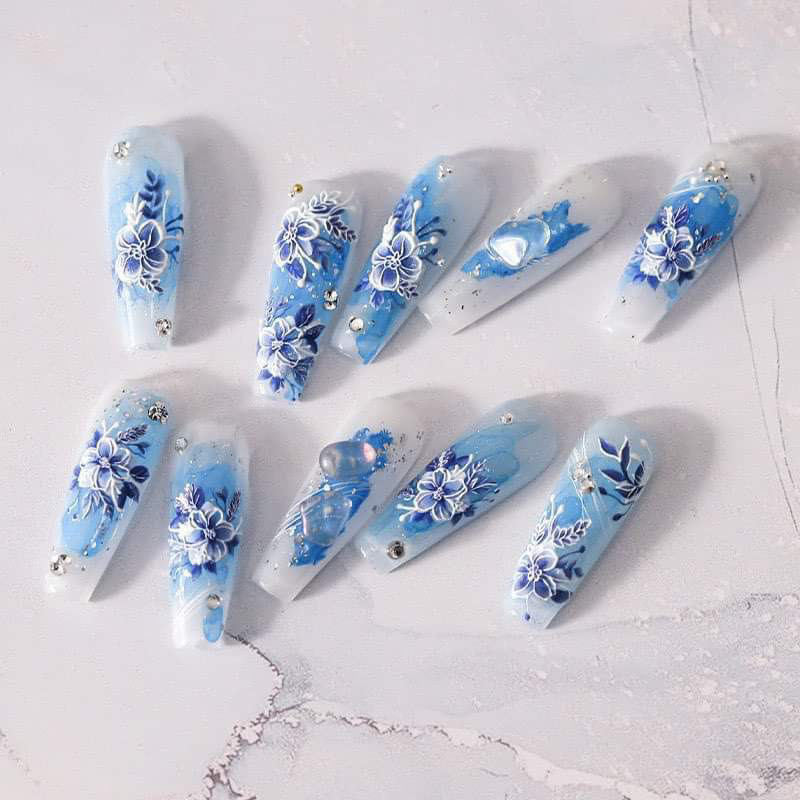 Hình dán nail lụa nổi 5D